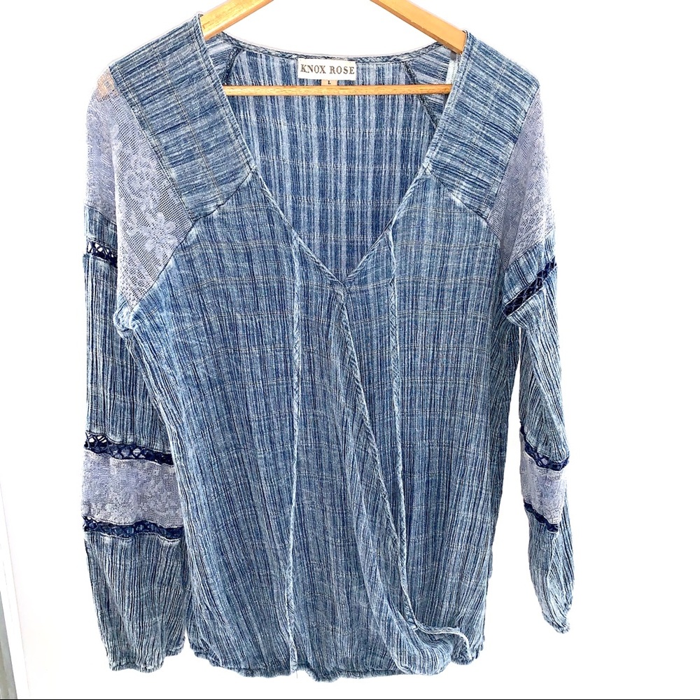 Knox Rose |  Cross Front Embellished Sleeve Top